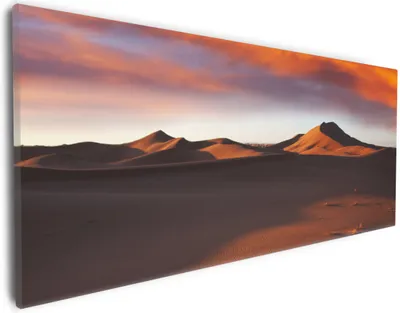 Produktbild von Wallario Premium Leinwandbild Sahara Wüste II - Sanddünen im Sonnenuntergang in Größe 30 x 75 cm