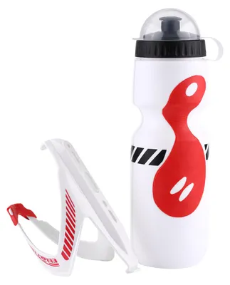 Obrázek produktu pro 650ml láhev na vodu s držákem na horská kola (bílá+červená)