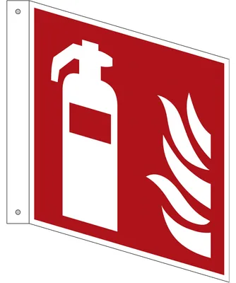 Productafbeelding van Hinweisschild Feuerlöscher Fahne ISO 7010/F001 200x200mm beids.
