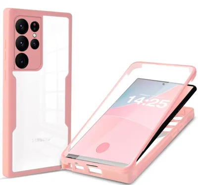 Produktbild von 360 Grad Rundum Schutz Handyhülle für Samsung Galaxy S23 Ultra Full Cover Vollschutz Case Farbe: Rose