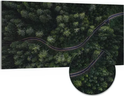 Produktbild von DEQORI Hybrid Leinwand Bild 100x50 cm 'Grüne Straßenwelt' Wandbild Glas flach modern