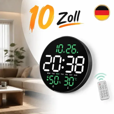 Produktbild von Große Digitale Wanduhr LED 10 Zoll mit Fernbedienung Wecker Wohnzimmer Büro