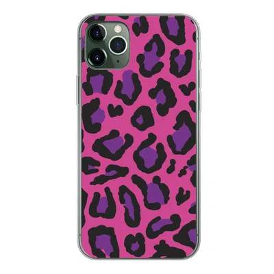 Produktbild von MuchoWow® Handyhülle Schutzhülle Hülle für iPhone 11 Pro Max Pantherdruck - Rosa - Lila Silikon Softcase Handy Hülle - Schutz