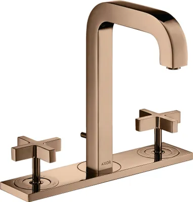 Produktbild von 3-Loch Waschtischarmatur AXOR CITTERIO 170 DN 15 m Kreuzgr u Pl m Al 140mm pol. red mit Auslauf 140 mm polished red gold