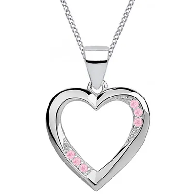 Herz-Anhänger mit Kette 925 Echtsilber Schmuck für Mädchen I Rosa