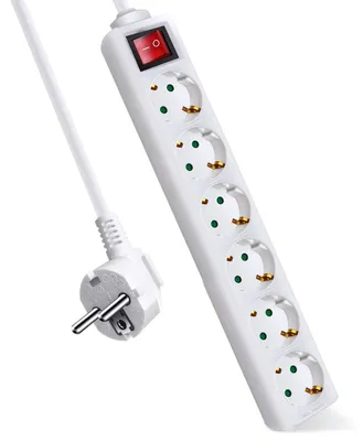 Produktbild von EXTRASTAR Steckdosenleiste mit 6 Steckdosen und Schalter, Kabel 1,5 m, für Zuhau