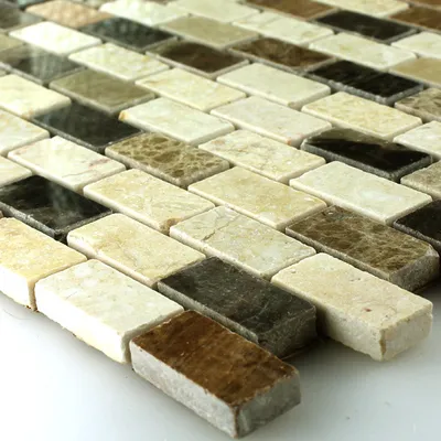 Produktbild von Mosaikfliesen Marmor Braun Beige Poliert 15x30x7mm