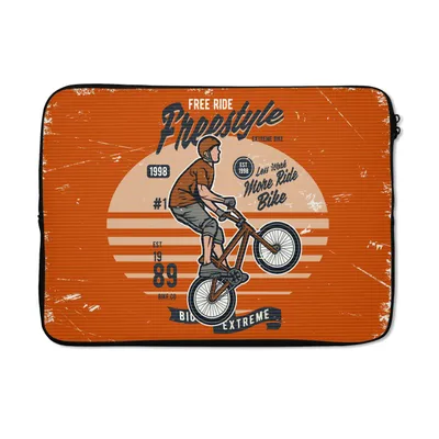 Produktbild von MuchoWow® Laptop Hülle 13 Zoll Mann - Fahrrad - Retro Laptoptasche - Laptophülle - Sleeve - Rundumschutz