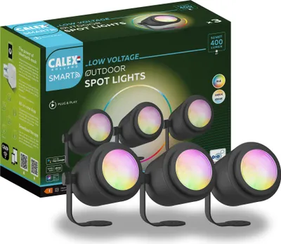 Produktbild von Calex Smart Outdoor 24V LED Bodenstrahler, RGB-Farben & kalt- bis warmweiß Licht, dimmbar, wasserdicht, WLAN + Bluetooth Gateway App- & Sprachsteuerung