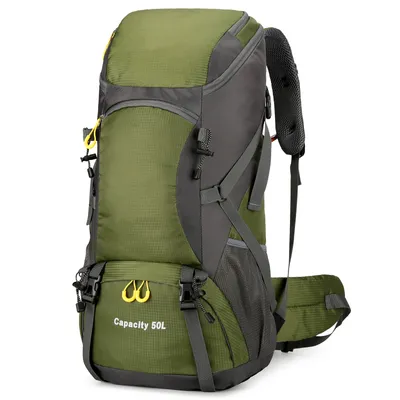 Produktbild von Wanderrucksack 50L Herren Damen Trekkingrucksack mit Regenhülle Reiserucksack Outdoor Wandern Rucksack für Wandern Camping Bergsteigen Reisen Sport,Armeegrün