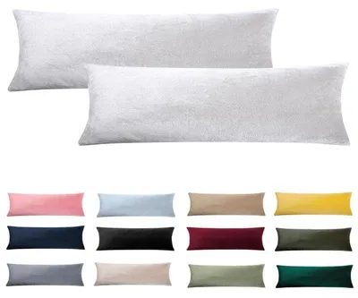 Produktbild von Seitenschläferkissen Bezug 40 x 145 cm 2er Set Weiß Samt Kissenbezug