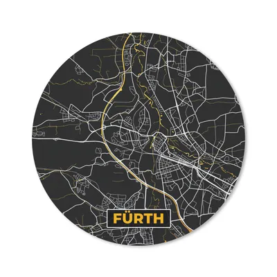 Produktbild von MuchoWow® Mauspad Mousepad Deutschland - Schwarz und Gold - Fürth - Stadtplan - Karte 20x20 cm - Mousepads - Maus Mat - Pad - Mausunterlage - Schreibtischmatte