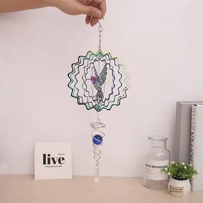 Produktbild von 3D Mandala Wind Spinner | Edelstahl Hängend | 10cm Windspiel für Outdoor und Indoor Dekoration