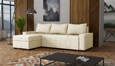 Produktbild von Ecksofa Schlafsofa Sofa AGNETA LUX Stoff Lincoln Beige Ottomane Links