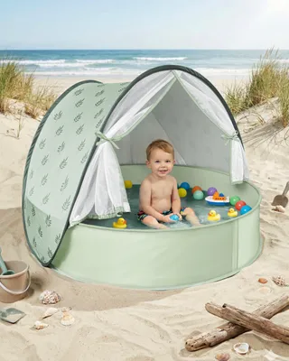 Produktbild von Pop-up Strandmuschel, UV-Schutz UPF 50+, grün, für Babys, mit Tragetasche und Heringe