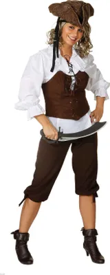 Produktbild von O9380-34-A braun Damen Korsage Piratencorsage Piratenweste Gr.34