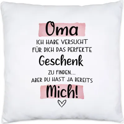 Produktbild von Oma Geschenk Kissen inkl. Füllung Omi Großmutter Geschenkidee Geburtstag Enkel Enkelin Enkelkinder