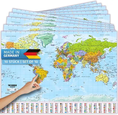 Produktbild von Weltkarte XXL Poster - 140 x 100 cm | Riesige Weltkarte in gestochen scharfer Qualität | 3D Relief Weltkarte als Wanddekoration für Zuhause und Büro