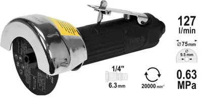 Zdjęcie produktu dla Yato YT-09715, Prosta szlifierka do matryc, Czarny, 1800 RPM, 7,5 cm, 127 l/min, 6.35 (1/4")