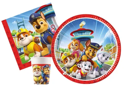 Image de Vaisselle de fête, ensemble Paw Patrol Rescue Heroes pour 8 personnes (36 pièces : 8 assiettes en carton)