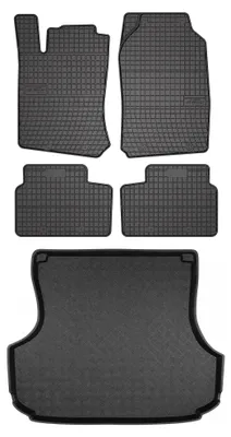 Image de Tapis en caoutchouc + bac de coffre pour Opel Vectra B 1995-2003 (break) – 5 pièces, noirs, sur mesure