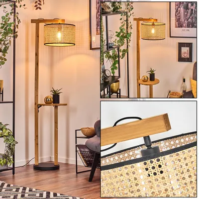 Produktbild von Casalina Stehlampe aus Holz/Metall/Rattan/Wienergeflecht in Naturfarben/Schwarz