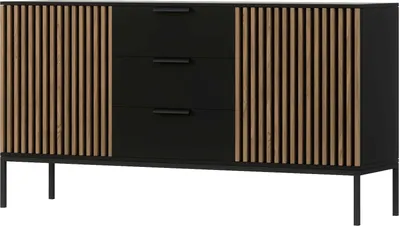 Obrázok produktu pre OXM Komody Meorati Black/Artisan Oak 150 x 80 x 40 cm