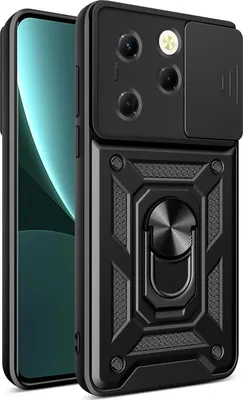 Obrázek produktu pro Pouzdro pro Infinix Hot 40 /Hot 40 Pro/Tecno Spark 20 Pro 4G, TPU Nárazník Silikonové Pouzdro s Kroužkem Stojánek, Ochrana Kamery Černý