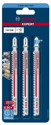 Image de Lame de scie sauteuse T 367 XHM BOSCH 132 mm Bois et métal - Carte de 3 - 2608900560