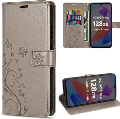 Produktbild von Hülle Honor X6B, Handy Tasche Handyhülle Flip Cover Wallet Case Klapphülle Etui Grau