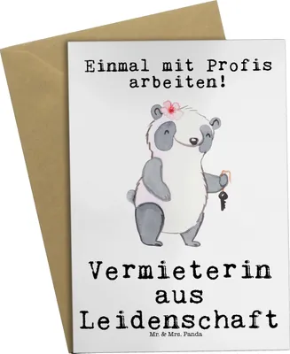 Produktbild von Mr. & Mrs. Panda Glückwunschkarte Vermieterin Leidenschaft - Weiß - Geschenk, hochzeitskarten, Grußkarte, einladungskarten, babykarte, weihnachtskarten