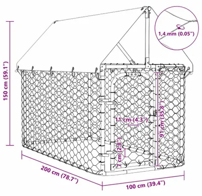 Immagine prodotto di vidaXL Cuccia per cani da esterno con tetto 200x100x150 cm