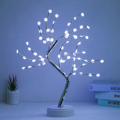 Obrázok produktu pre LED snehová vločka Lampa biela Umelé bonsajové svetlo Dekoratívne svetlá Ovládané batériami Vnútorná dekorácia