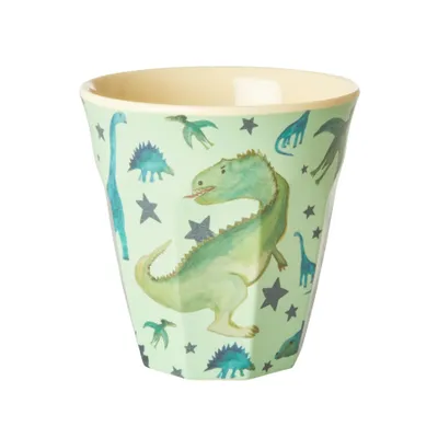 Produktbild von Rice Melamin Becher Medium Grün mit Dinosaurier