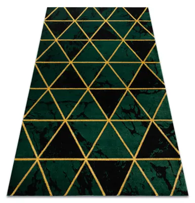 Image de Tapis EMERALD exclusif 1020 glamour, élégant marbre, triangles bouteille verte / or vert 200x290 cm