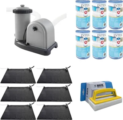 Produktbild von WAYS - Poolpflege - 6x Poolheizung & Filterpumpe 5678 L/u & 6 Filter Typ A & WAYS Scheuerbürste
