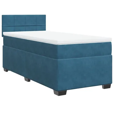 Obrázek produktu pro Box spring postel s matrací tmavě modrá 90x200 cm samet