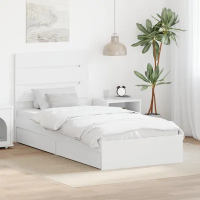 Produktbild von vidaXL Aufbewahrungsbett mit Kopfteil Weiß 90 x 200 cm Holzwerkstoff