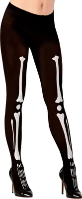 Image de Collants squelette os noir et blanc - M / L