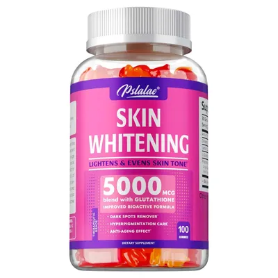 Image de Skin Whitening 5000mcg with Glutathione (100 gommes) Complément alimentaire, soin de la peau, éclaircissement de la peau, nettoyage, soin du visage, anti-âge