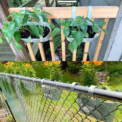 Produktbild von Hängende Blumenkästen aus Metall - 2 Stück - Gartenregenrinne - Innen- und Außenverwendung - Entfernbarer Haken - Grün