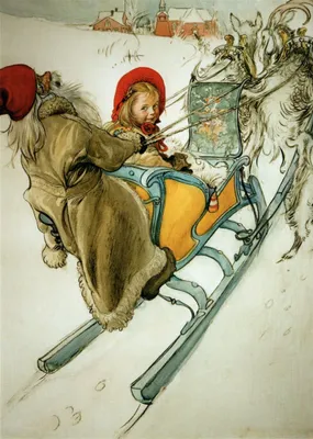 Produktbild von Kunstkarte Carl Larsson "Kerstis Schlittenfahrt"