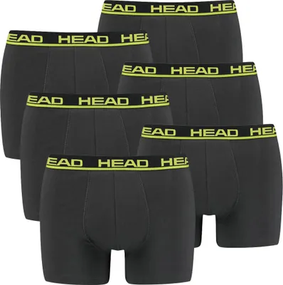 Produktbild von HEAD Herren Boxershort, 6er Pack - Basic, Baumwoll Stretch, einfarbig Anthrazit/Gelb XL