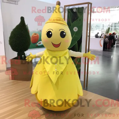 Obrázek produktu pro Postava REDBROKOLY maskota citronově žluté hrušky v šatech a čelenkách