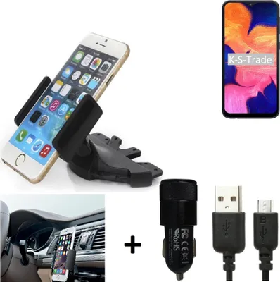 Produktbild von TOP SET K-S-Trade Autohalterung kompatibel mit Samsung Galaxy A10 CD Schlitz Halterung KFZ-Halter Radio Handy Halterung 360° drehbar DVD-Schacht