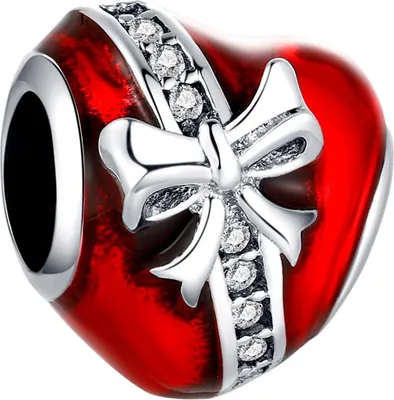 Image de Pendentif Pandora en forme de cœur avec nœud, en argent S925 et zircone