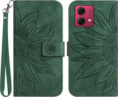Produktbild von Motorola Moto G84 Hülle - Coverup Sonnenblume Klapphülle mit Schlüsselband - Grün
