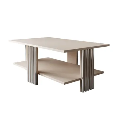 Produktbild von Couchtisch SAPHIRA SILVER mit Ablageboden, Silber Chrom / Kaschmir Matt
