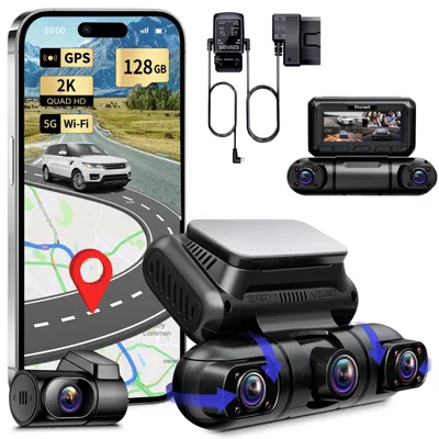 Zdjęcie produktu dla Dashcam samochodowy 4-kanałowy, 360 stopni - 1080p Full HD - 128 GB pamięci