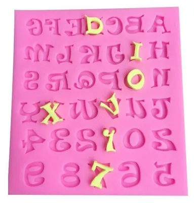 Produktbild von Silikonformen Buchstaben Zahlen für Kuchen Schokolade Fondant Backen -40 bis +230°C